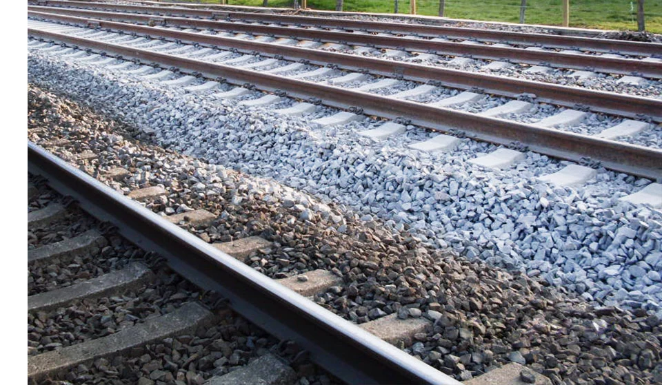 Old ballast is processed into recycled track ballast